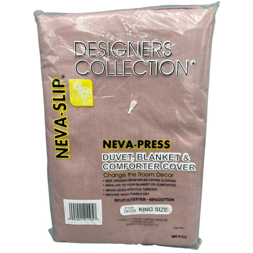 New Vtg 80s King Size Duvet Slip-in Blanket Comforter Cover Quilt Rose Pink
